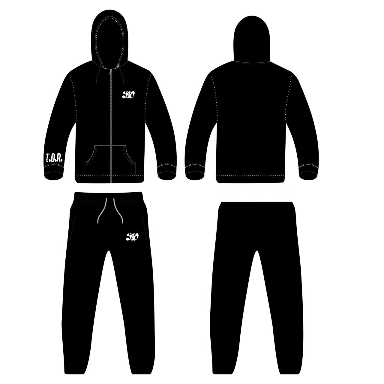 Black/White Embroidered Tracksuit