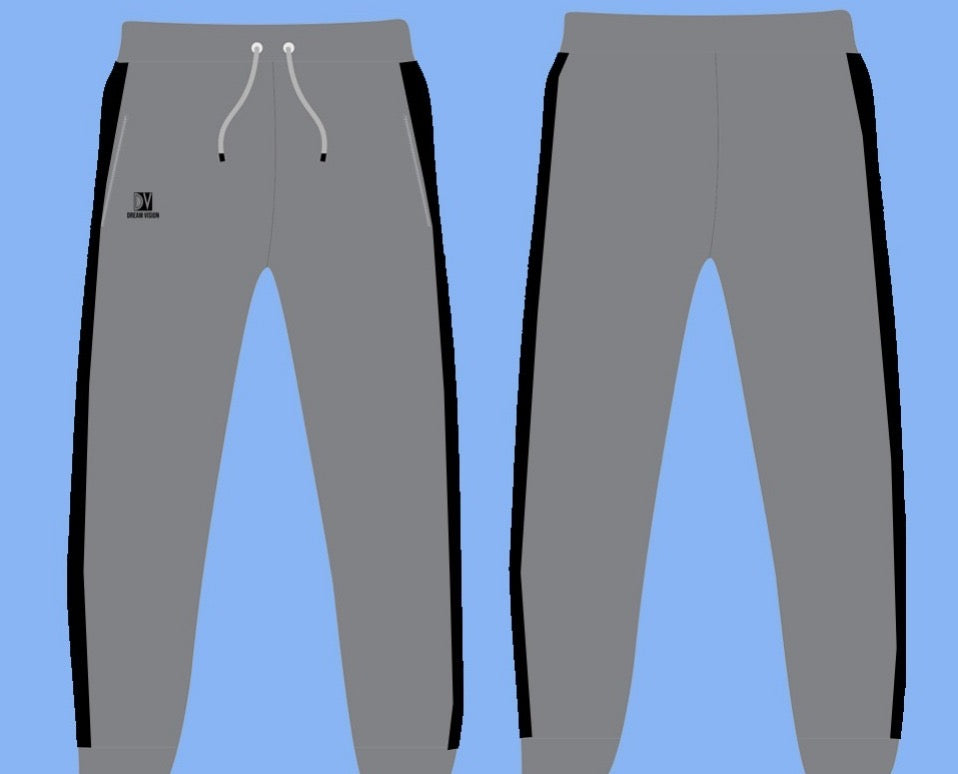 Grey Soft Cotton Striped Joggers