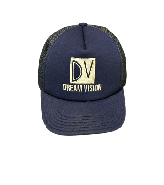 Navy Blue Trucker Hat Embroidered Logo