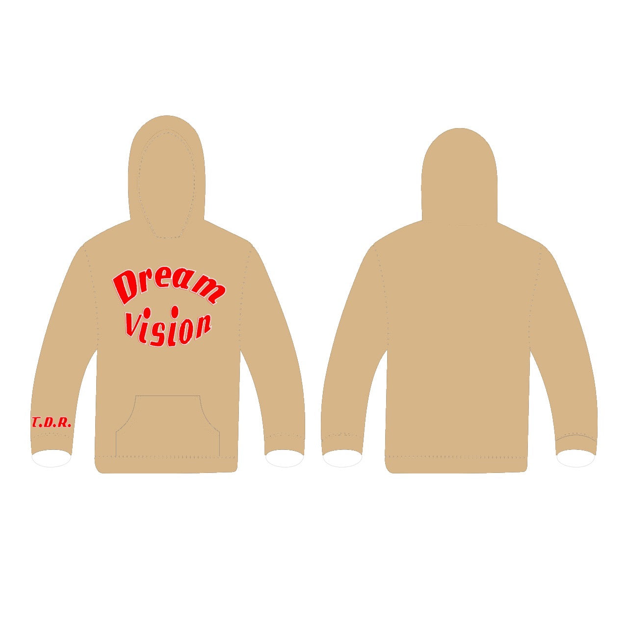 Tan Embroidered Soft Cotton Hoodie Red Logo