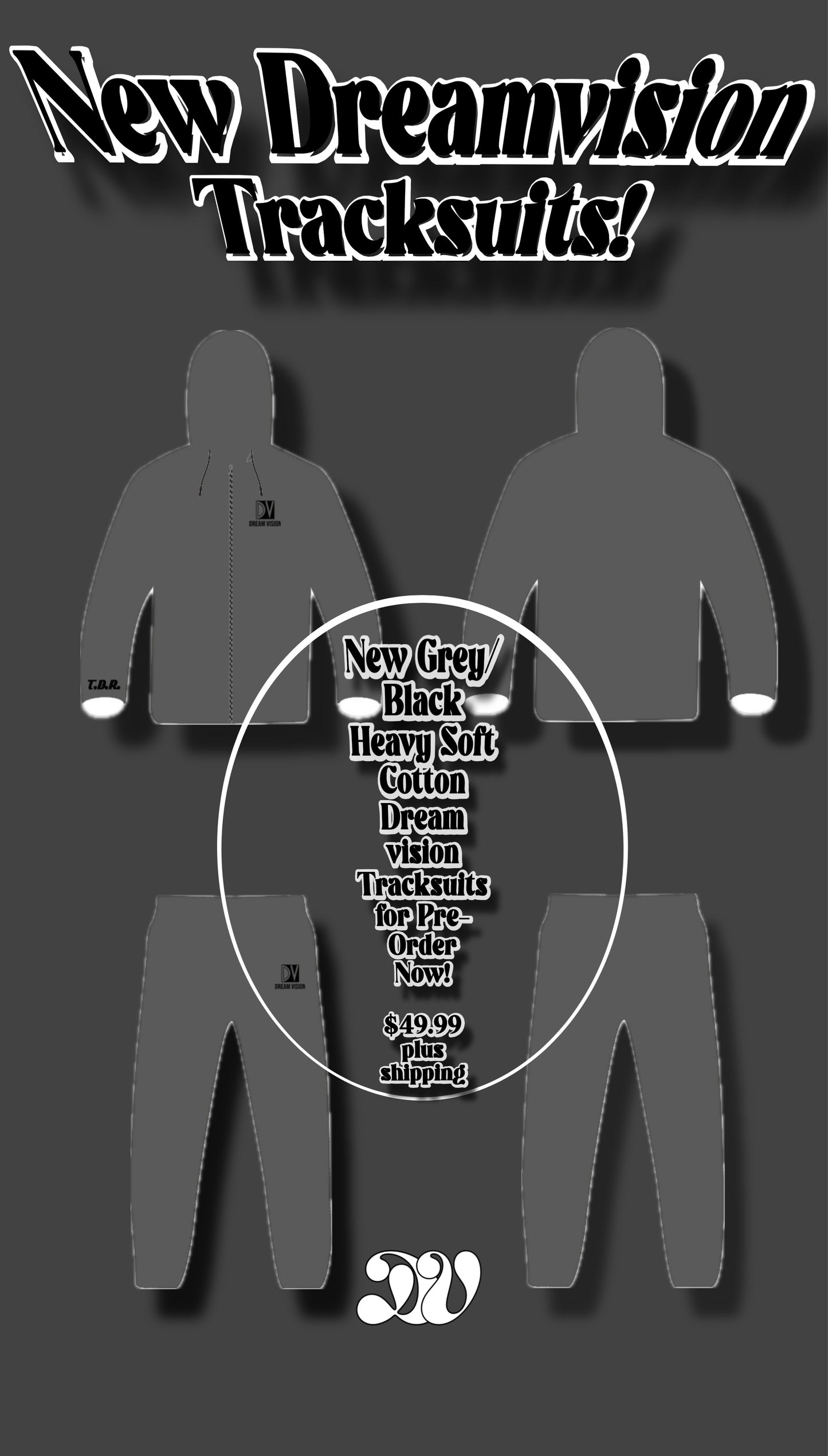Grey/Black Embroidered Tracksuit(pre-order)