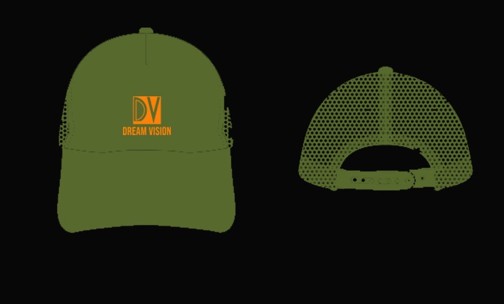Army Green/Orange Trucker Hat Embroidered Logo