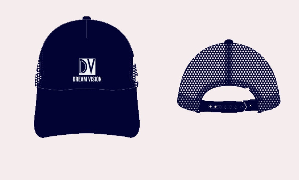 Navy Blue Trucker Hat Embroidered Logo
