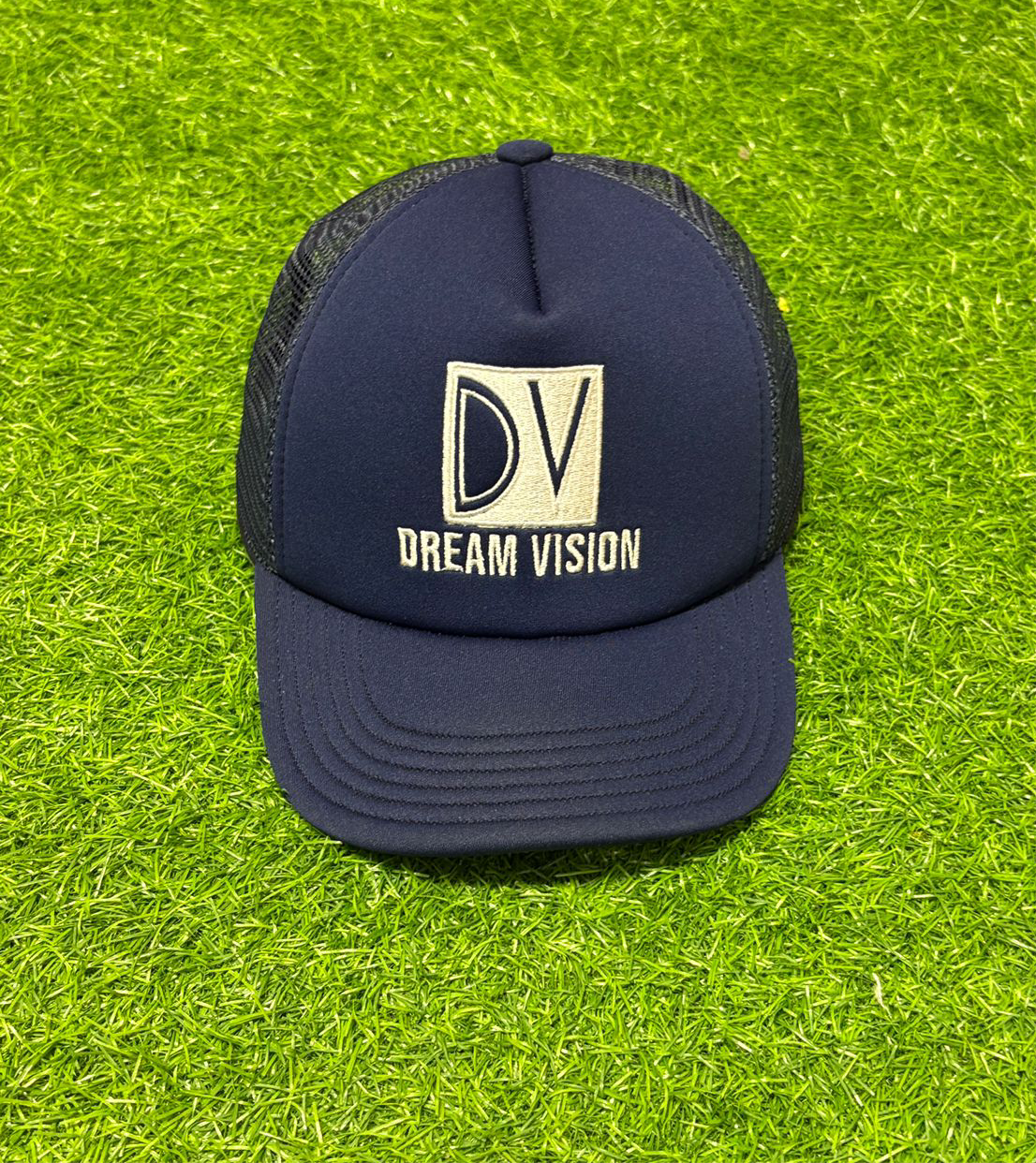 Navy Blue Trucker Hat Embroidered Logo