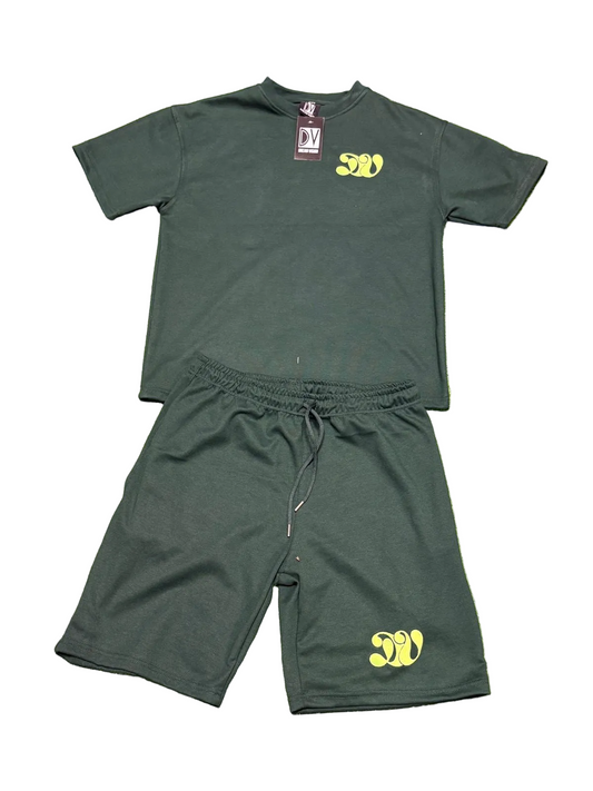 Green 2 Piece Soft Cotton Shirt/Short Set