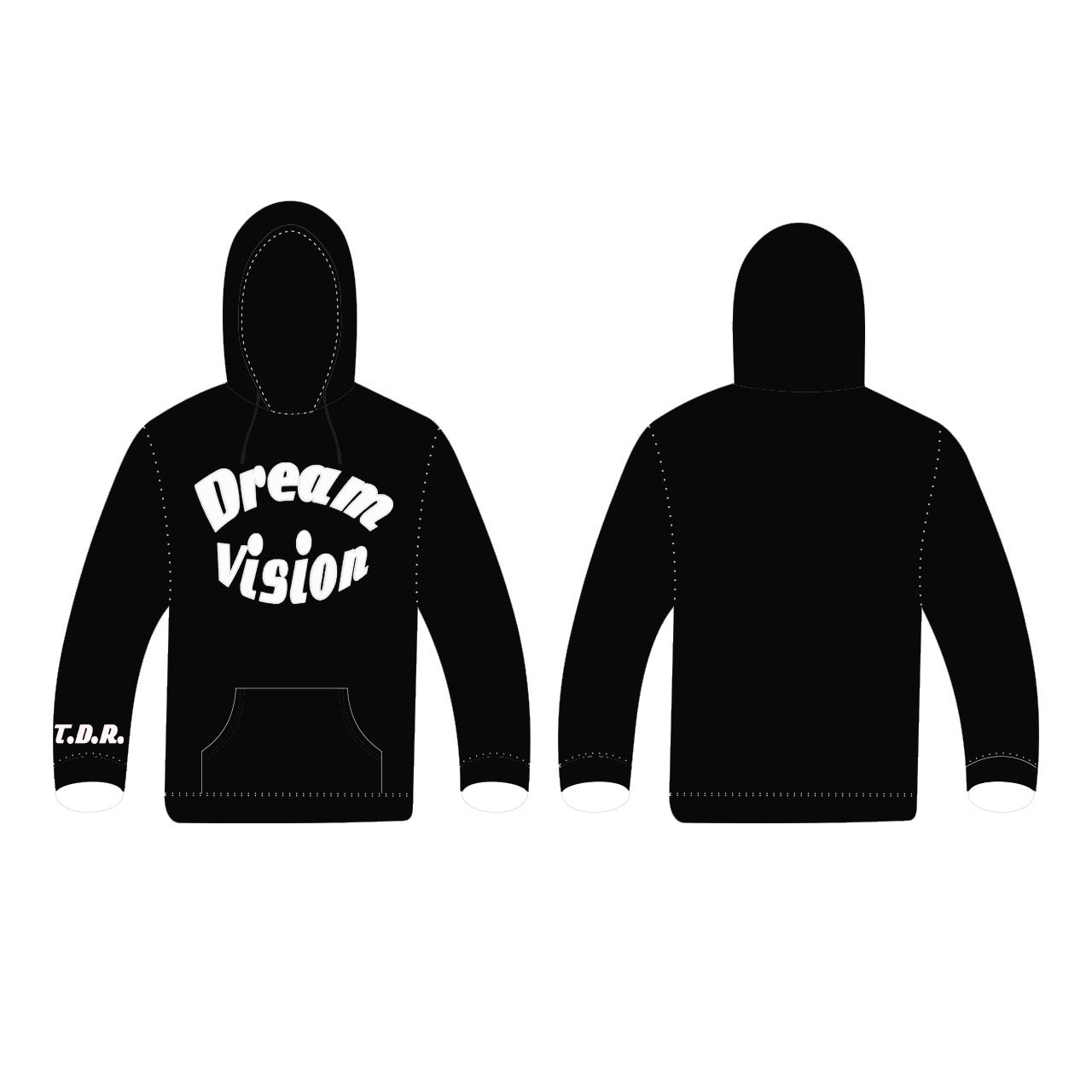Black Embroidered Soft Cotton Hoodie White Logo