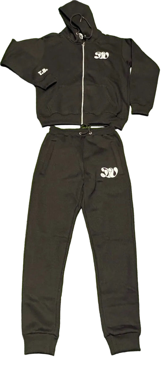Black/White Embroidered Tracksuit