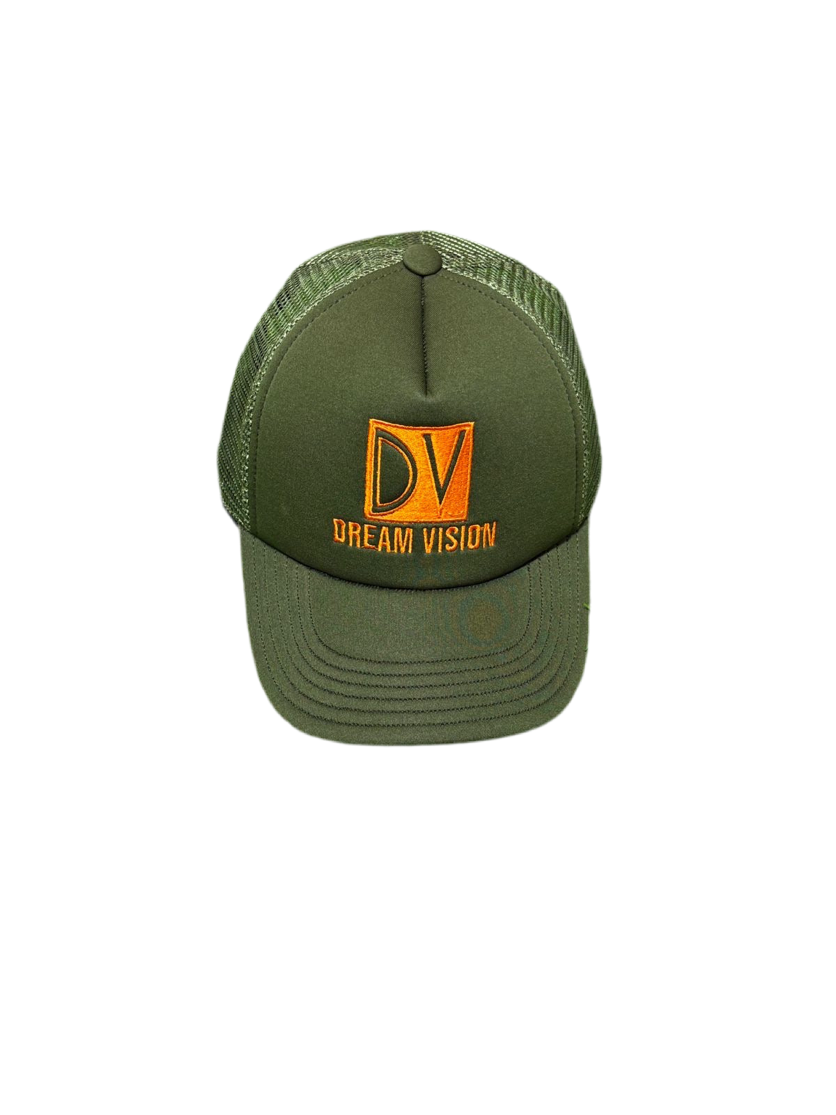 Army Green/Orange Trucker Hat Embroidered Logo