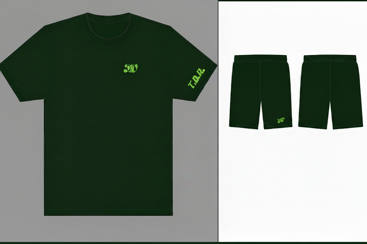 Green 2 Piece Soft Cotton Shirt/Short Set
