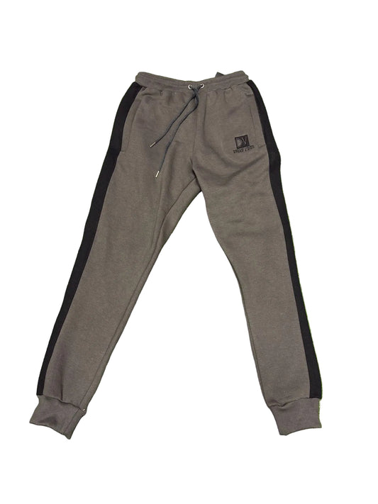 Grey Soft Cotton Striped Joggers