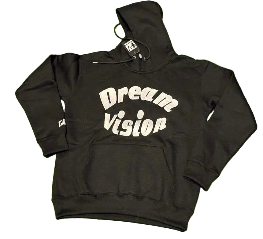 Black Embroidered Soft Cotton Hoodie White Logo