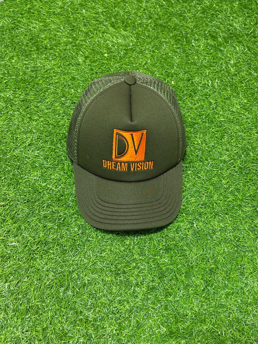 Army Green/Orange Trucker Hat Embroidered Logo
