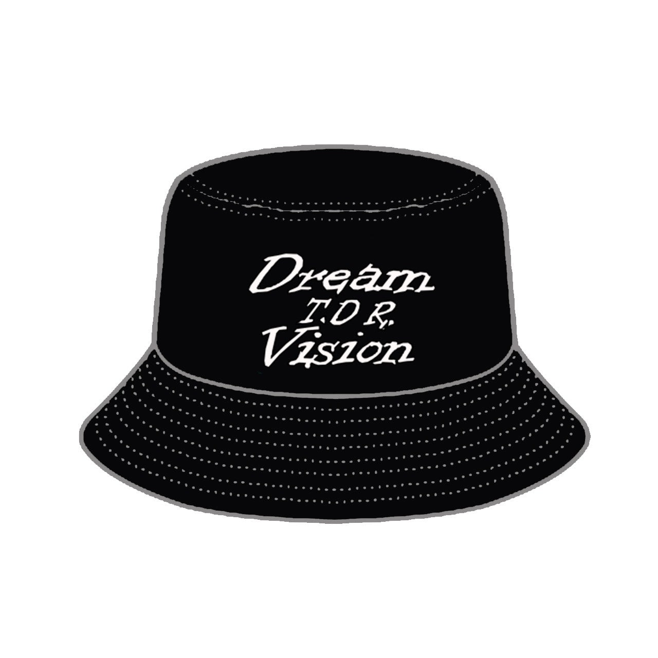 DreamVision Signature Black Bucket Hat (With Lettering)